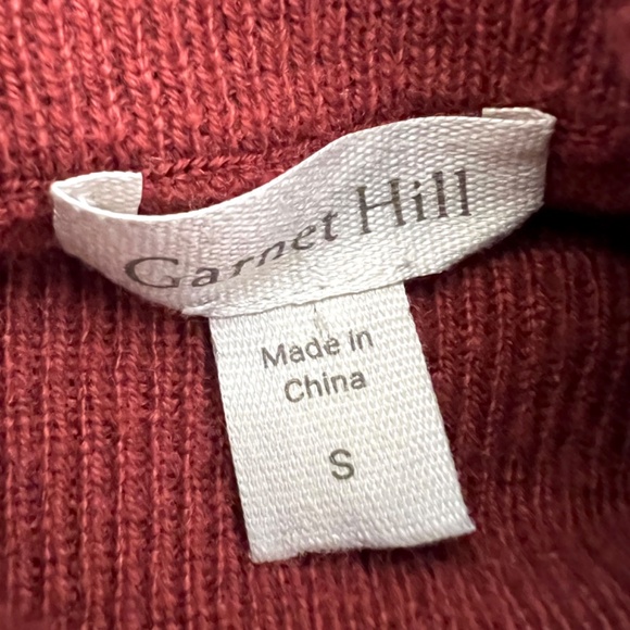 GARNET HILL Oversized Turtleneck Cashmere/Wool Blend Sweater in Goji Berry - S - Picture 7 of 12
